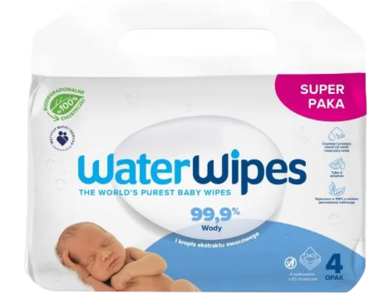 WaterWipes BIO Chusteczki nawilżane wodne, 240 szt.