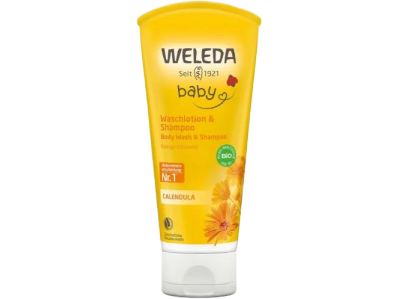 WELEDA Baby Calendula Szampon i płyn do mycia ciała dla niemowląt z nagietkiem lekarskim, 200 ml
