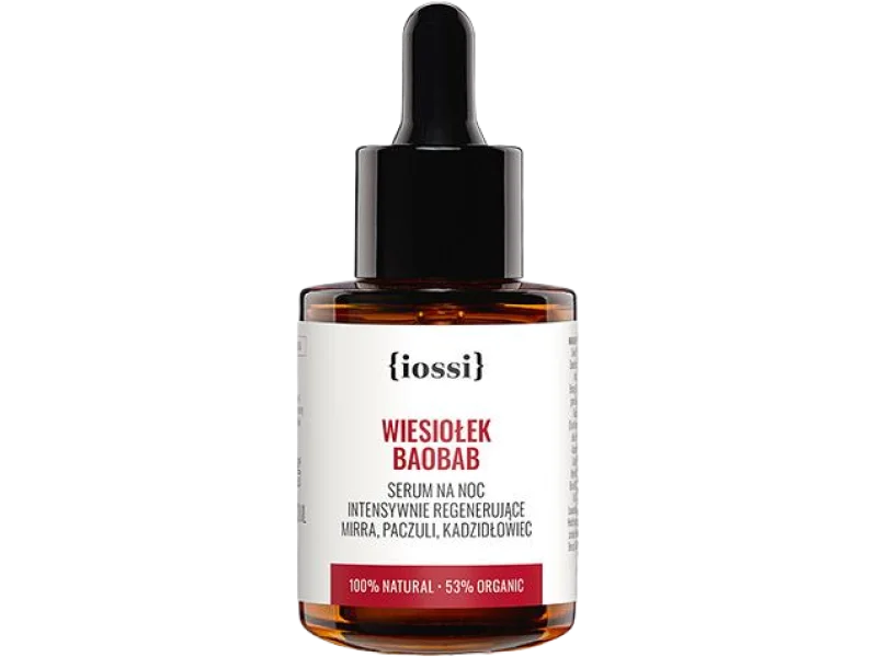 Wiesiołek Baobab intensywnie regenerujące na noc, mirra, paczuli, kadzidłowiec, serum, 30 ml