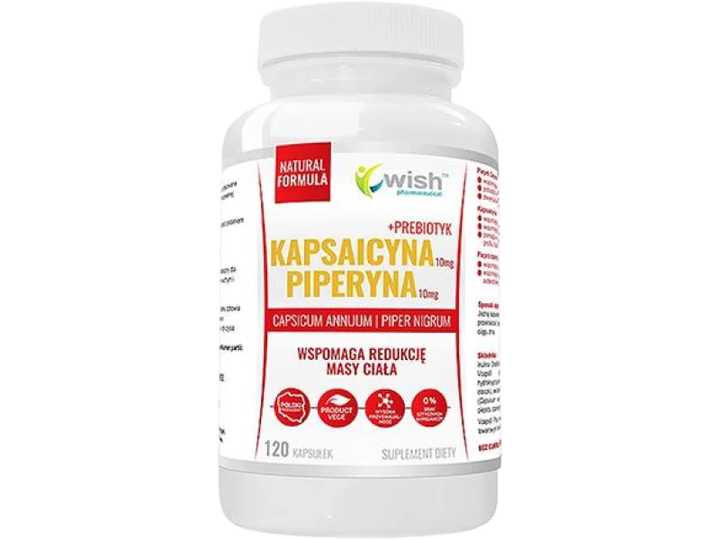 Wish Kapsaicyna + piperyna + prebiotyk, kapsułki, 120 kaps.