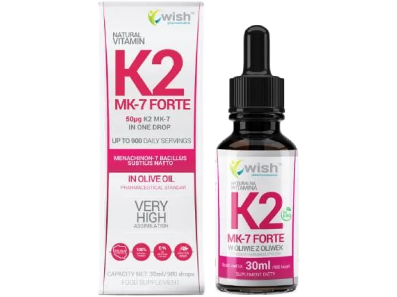 Wish Pharmaceutical Naturalna Witamina K2 MK-7 Forte, krople, 50 μg, 30 ml