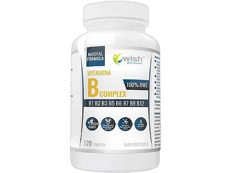 WISH Witamina B Complex B1 B2 B3 B5 B6 B7 B9 B12 +, tabletki, 120 tabl.