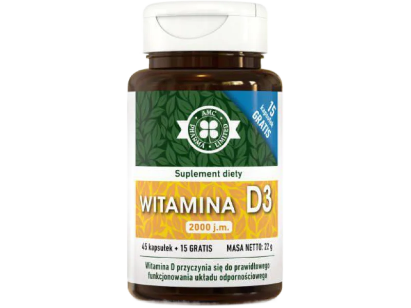 Witamina D3 2000 j.m., kapsułki, 2000 j.m., 60 kaps.