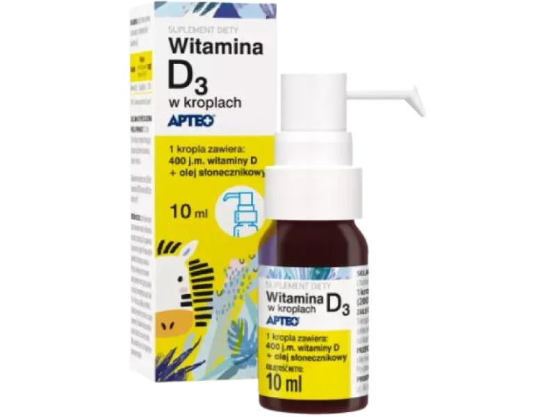 Witamina D3 APTEO Dziecko w kroplach 400jm, krople, 400 j.m., 10 ml