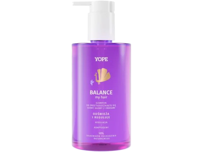 YOPE Balance My Hair Szampon do przetłuszczającej się skóry głowy z kwasami, 300 ml