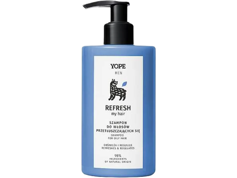 YOPE Men Refresh My Hair Szampon dla mężczyzn do przetłuszczających się włosów, 300 ml