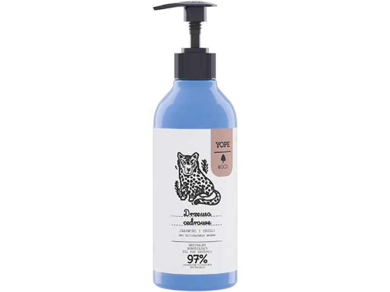 Yope Wood naturalny żel pod prysznic drzewo cedrowe jałowiec i chilli, żel na skórę, 400 ml