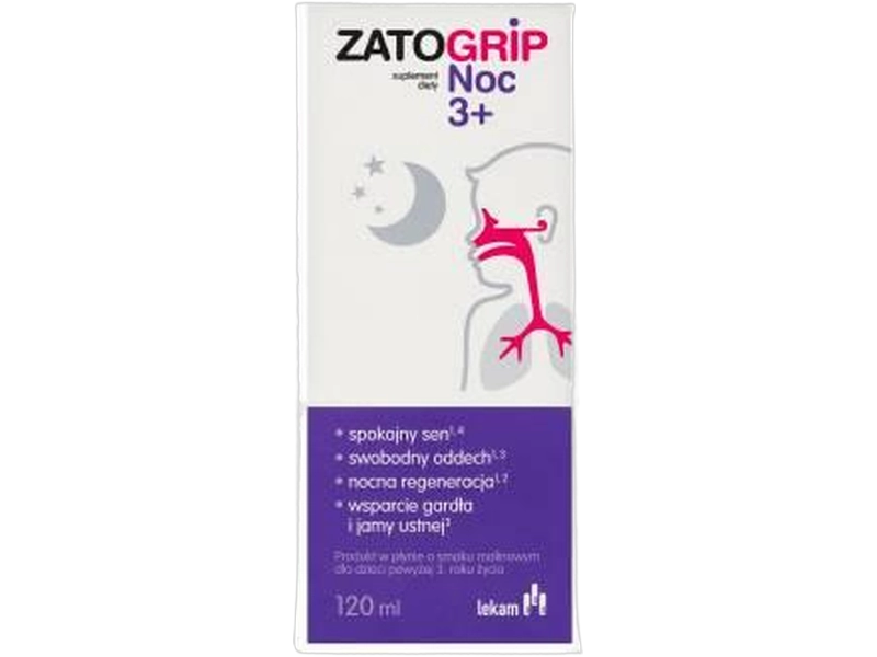 Zatogrip Kids noc 3+ płyn na odporność, smak malinowy, 120 ml