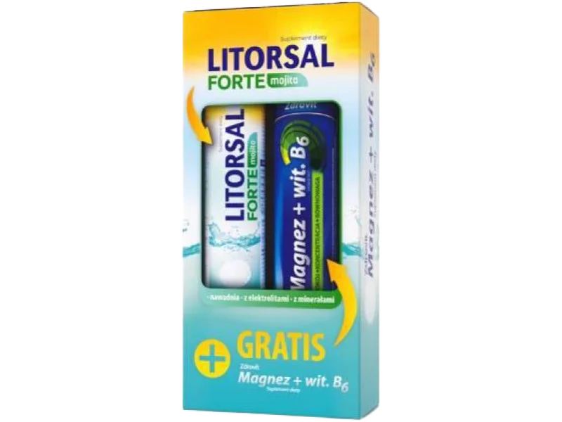 Zdrovit Litorsal Forte mojito + Magnez + witamina B6, tabletki musujące, 24 + 24 szt.