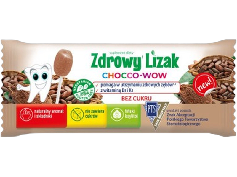 Zdrowy Lizak Chocco-Wow, smak kakao, 1 szt.