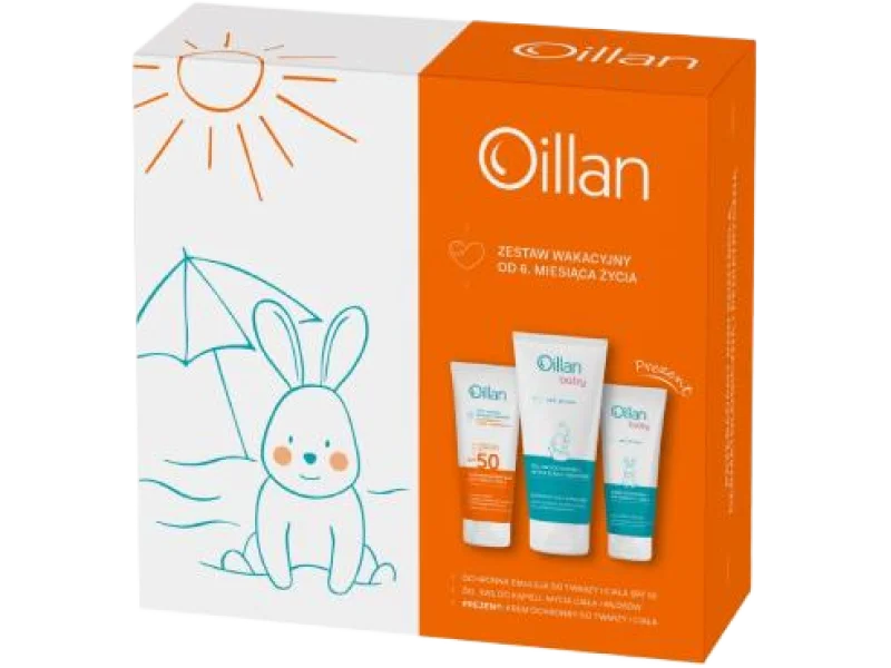 Zestaw OILLAN emulsja z filtrem SPF50 + żel 3w1 do mycia + krem, emulsja + żel + krem, 100ml + 200ml + 75ml ml