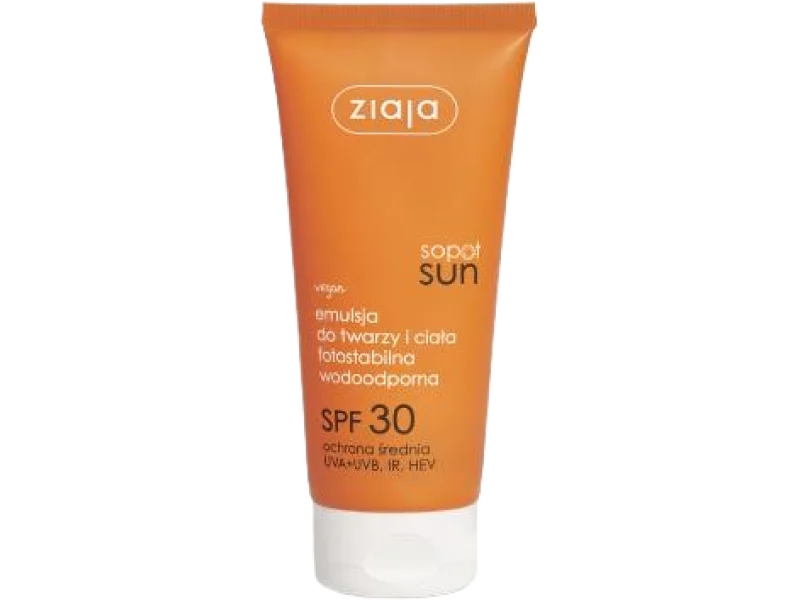 ZIAJA Sopot Sun Emulsja do twarzy i ciała fotostabilna wodoodporna SPF30, 100 ml