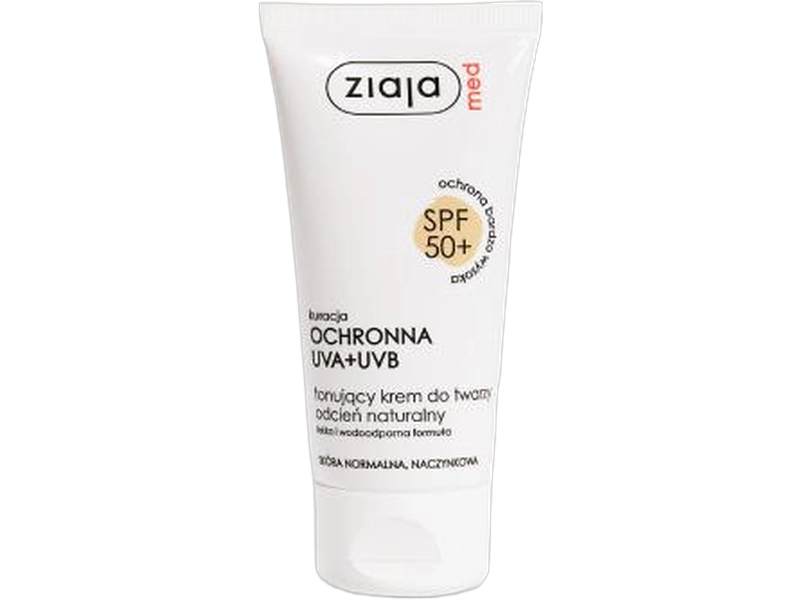 Ziaja SPF50+ kuracja ochronna krem do opalania tonujący do twarzy skóra normalna i naczynkowa, 50 ml